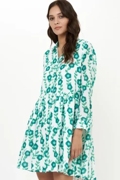 Oliphant Long Sleeve Shirt Dress Mini- Toscana Green