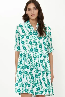Oliphant Long Sleeve Shirt Dress Mini- Toscana Green