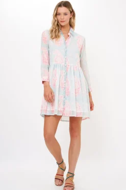 Oliphant Long Sleeve Shirt Dress Mini- Samode Green