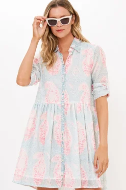 Oliphant Long Sleeve Shirt Dress Mini- Samode Green