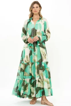 Oliphant Long Sleeve Tassel Maxi- Ginkgo Green