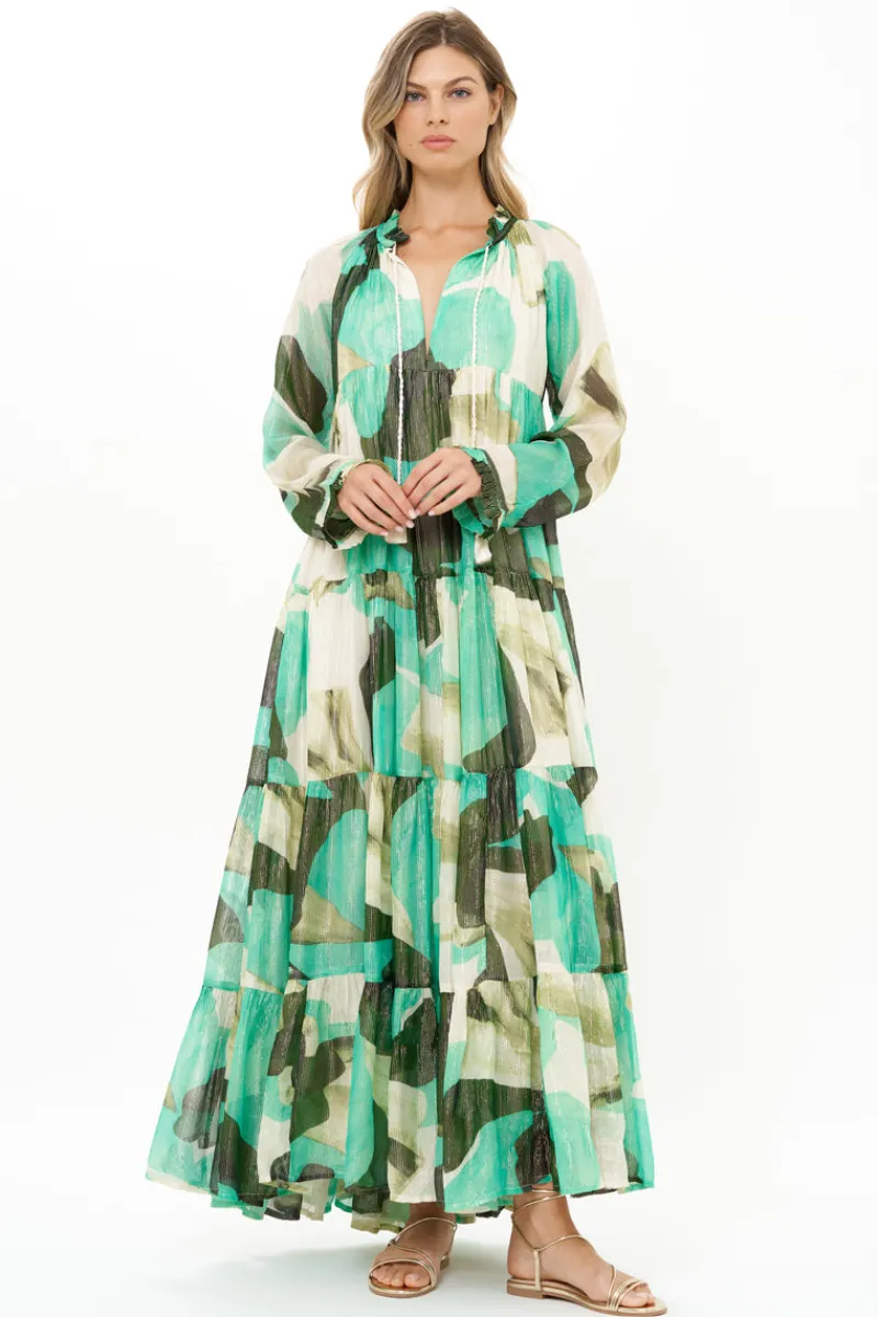 Oliphant Long Sleeve Tassel Maxi- Ginkgo Green