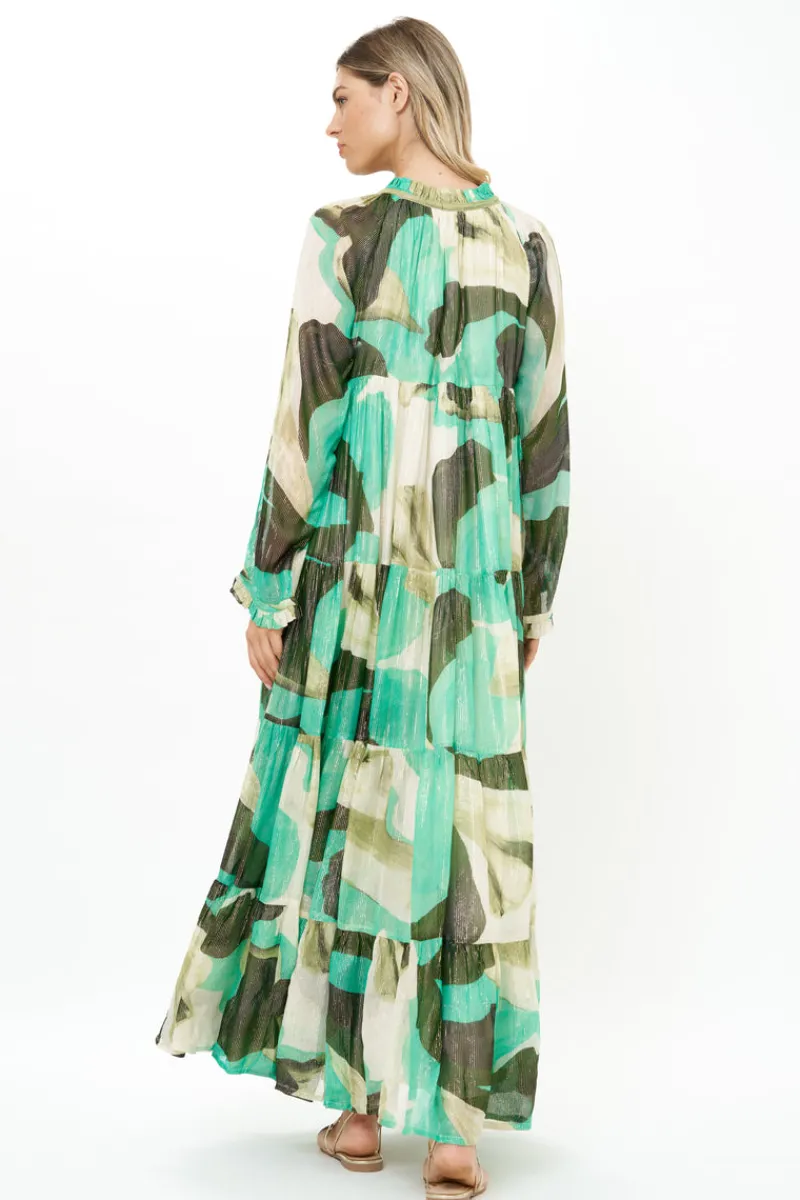 Oliphant Long Sleeve Tassel Maxi- Ginkgo Green