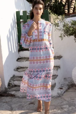 Oliphant Long Sleeve Yoke Maxi- Casablanca Multi