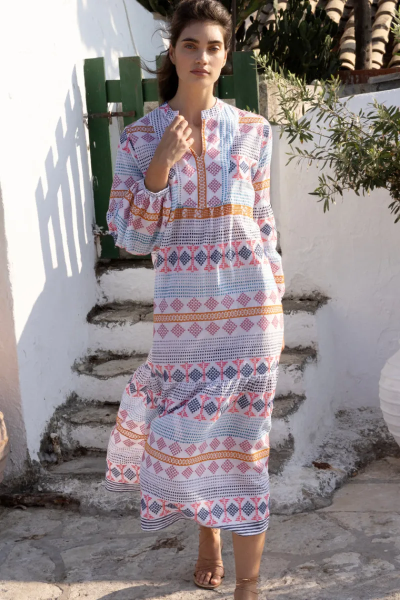 Oliphant Long Sleeve Yoke Maxi- Casablanca Multi