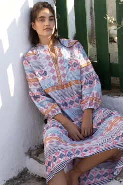 Oliphant Long Sleeve Yoke Maxi- Casablanca Multi
