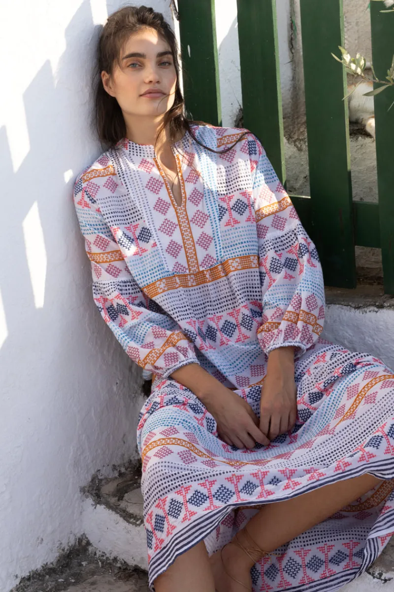 Oliphant Long Sleeve Yoke Maxi- Casablanca Multi