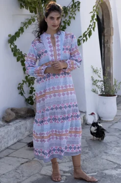 Oliphant Long Sleeve Yoke Maxi- Casablanca Multi