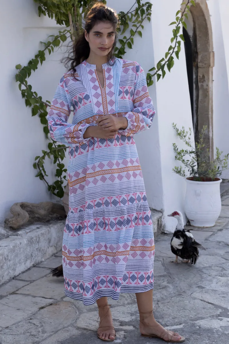 Oliphant Long Sleeve Yoke Maxi- Casablanca Multi