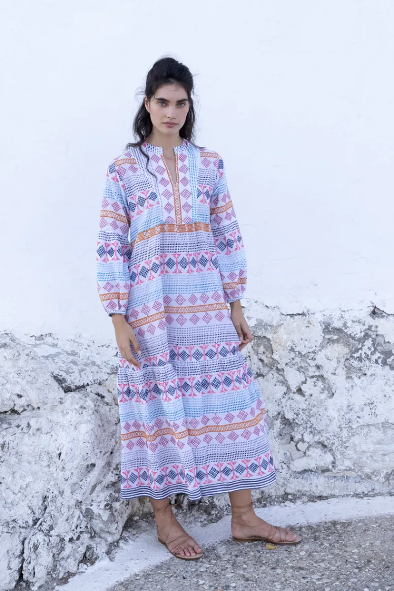 Oliphant Long Sleeve Yoke Maxi- Casablanca Multi