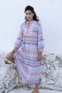 Oliphant Long Sleeve Yoke Maxi- Casablanca Multi