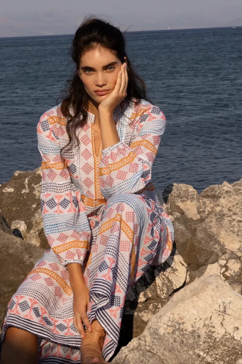 Oliphant Long Sleeve Yoke Maxi- Casablanca Multi