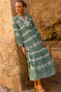 Oliphant Long Sleeve Yoke Maxi- Soleil Sage