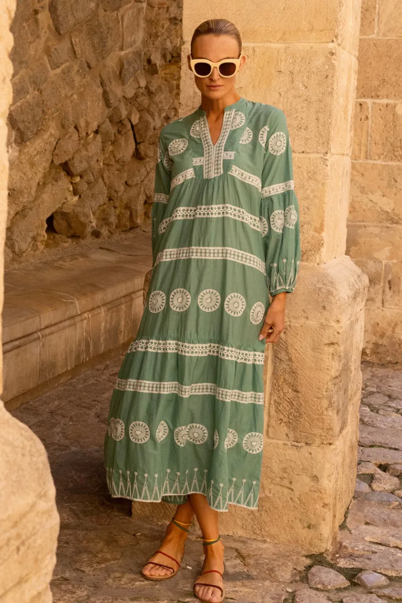 Oliphant Long Sleeve Yoke Maxi- Soleil Sage