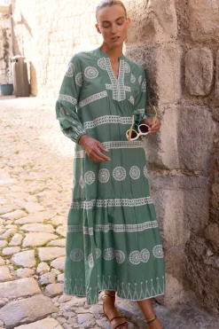 Oliphant Long Sleeve Yoke Maxi- Soleil Sage