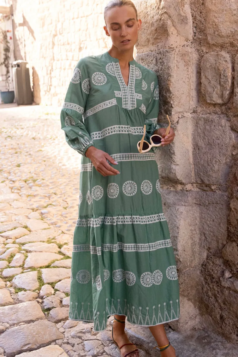 Oliphant Long Sleeve Yoke Maxi- Soleil Sage