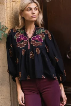 Oliphant Mandarin Balloon Top- Almay Black