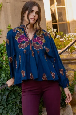 Oliphant Mandarin Balloon Top- Almay Blue