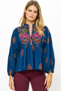 Oliphant Mandarin Balloon Top- Almay Blue