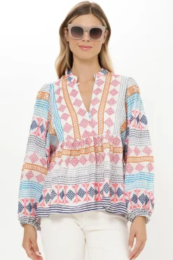 Oliphant Mandarin Balloon Top- Casablanca Multi