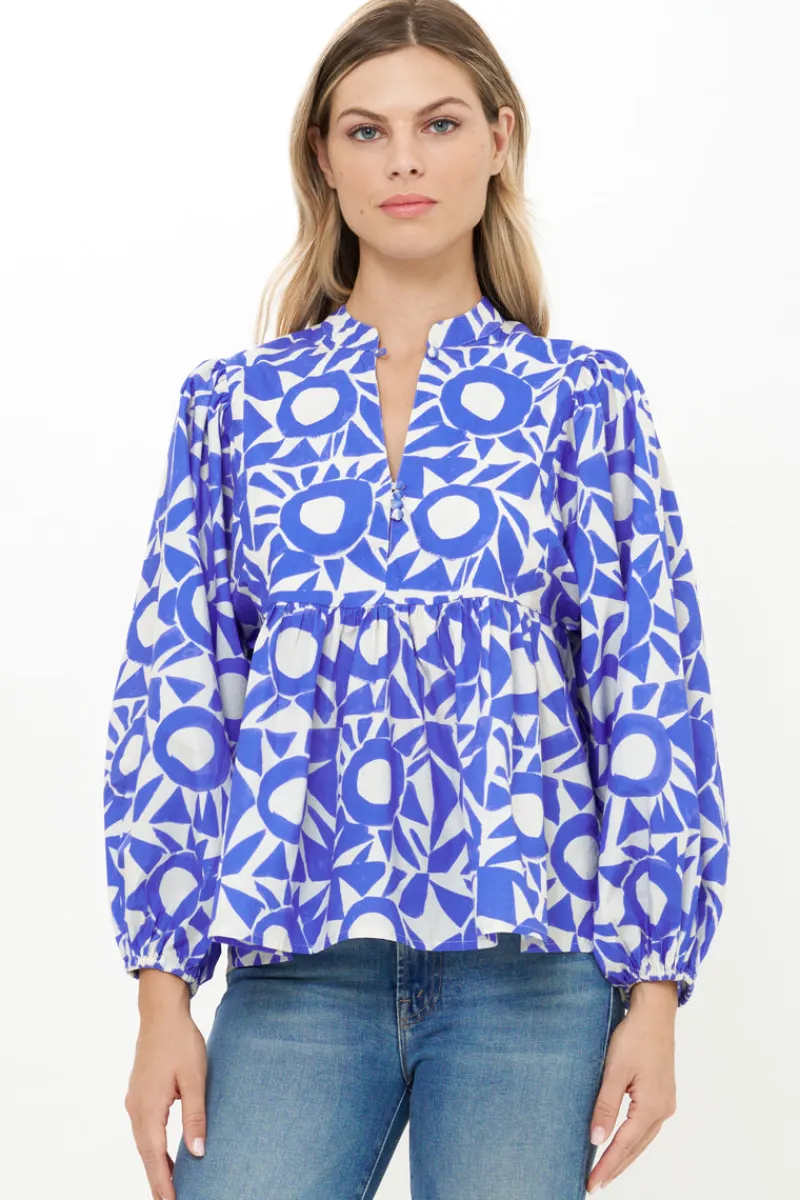 Oliphant Mandarin Balloon Top- Eclipse Blue