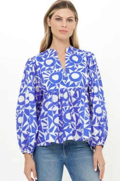 Oliphant Mandarin Balloon Top- Eclipse Blue