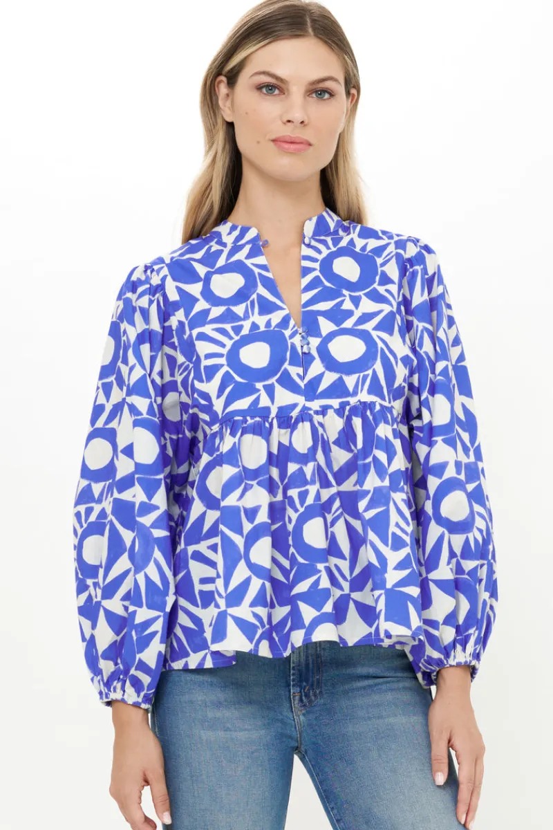 Oliphant Mandarin Balloon Top- Eclipse Blue