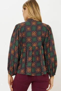 Oliphant Mandarin Balloon Top- Matrix Forest