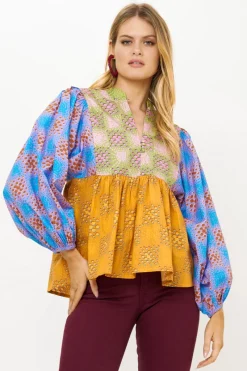 Oliphant Mandarin Balloon Top- Matrix Multi