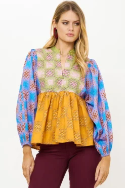 Oliphant Mandarin Balloon Top- Matrix Multi