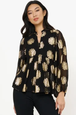 Oliphant Mandarin Balloon Top- Peony Black
