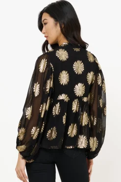 Oliphant Mandarin Balloon Top- Peony Black