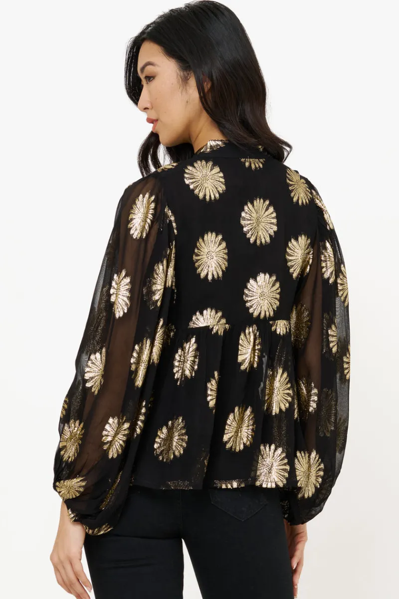 Oliphant Mandarin Balloon Top- Peony Black