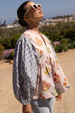 Oliphant Mandarin Balloon Top- Provence Blue