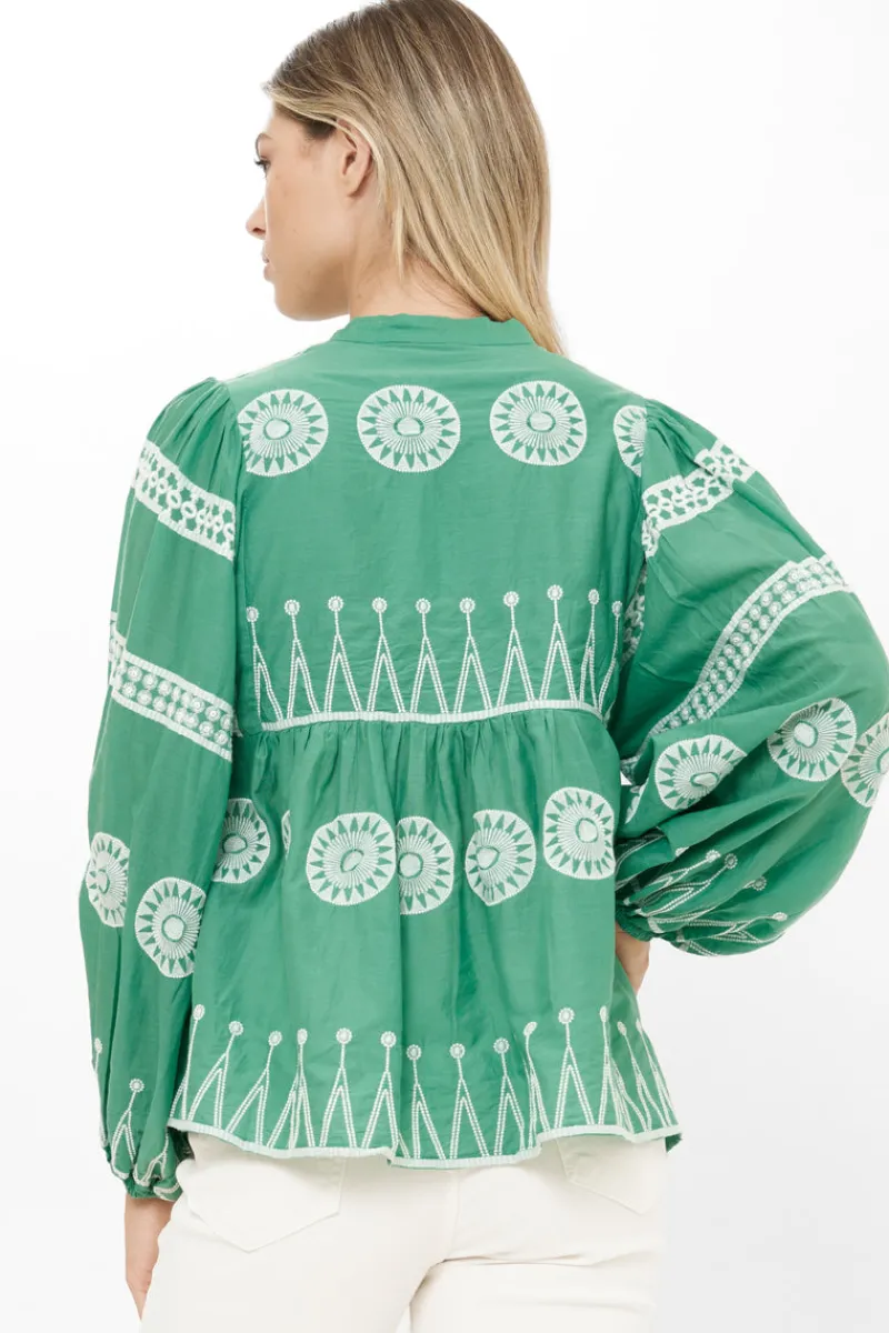 Oliphant Mandarin Balloon Top- Soleil Sage