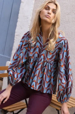 Oliphant Mandarin Balloon Top- Tulip Orange
