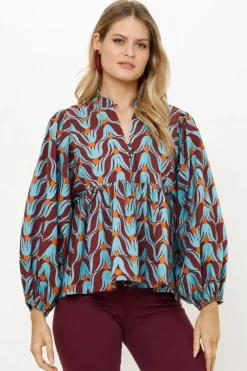 Oliphant Mandarin Balloon Top- Tulip Orange