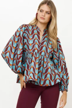 Oliphant Mandarin Balloon Top- Tulip Orange