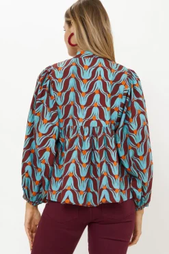 Oliphant Mandarin Balloon Top- Tulip Orange