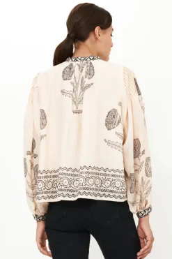 Oliphant Mandarin Pintuck Blouse- Samba Black