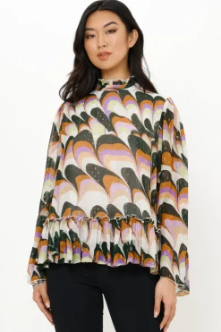 Oliphant Peplum Blouse- Venice Lime