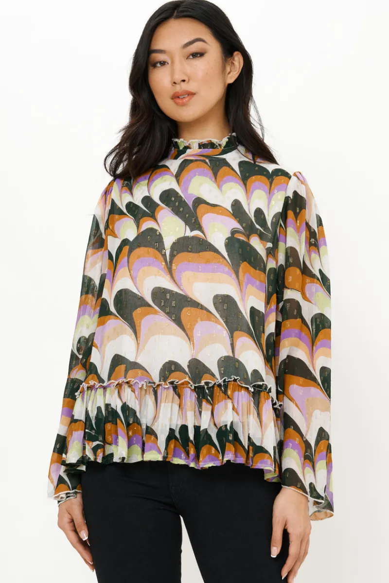 Oliphant Peplum Blouse- Venice Lime
