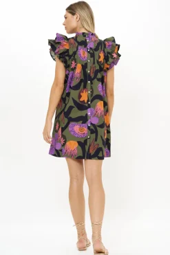 Oliphant Pintuck Ruffle Mini- Bergen Olive