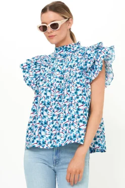 Oliphant Pintuck Ruffle Top- Lingon Wine