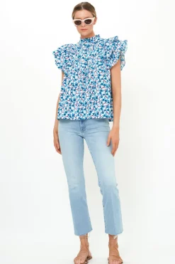 Oliphant Pintuck Ruffle Top- Lingon Wine