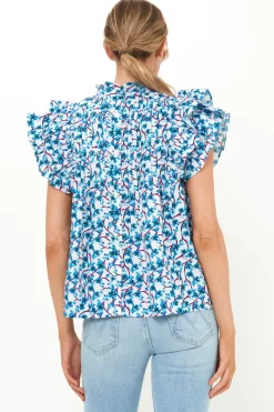 Oliphant Pintuck Ruffle Top- Lingon Wine