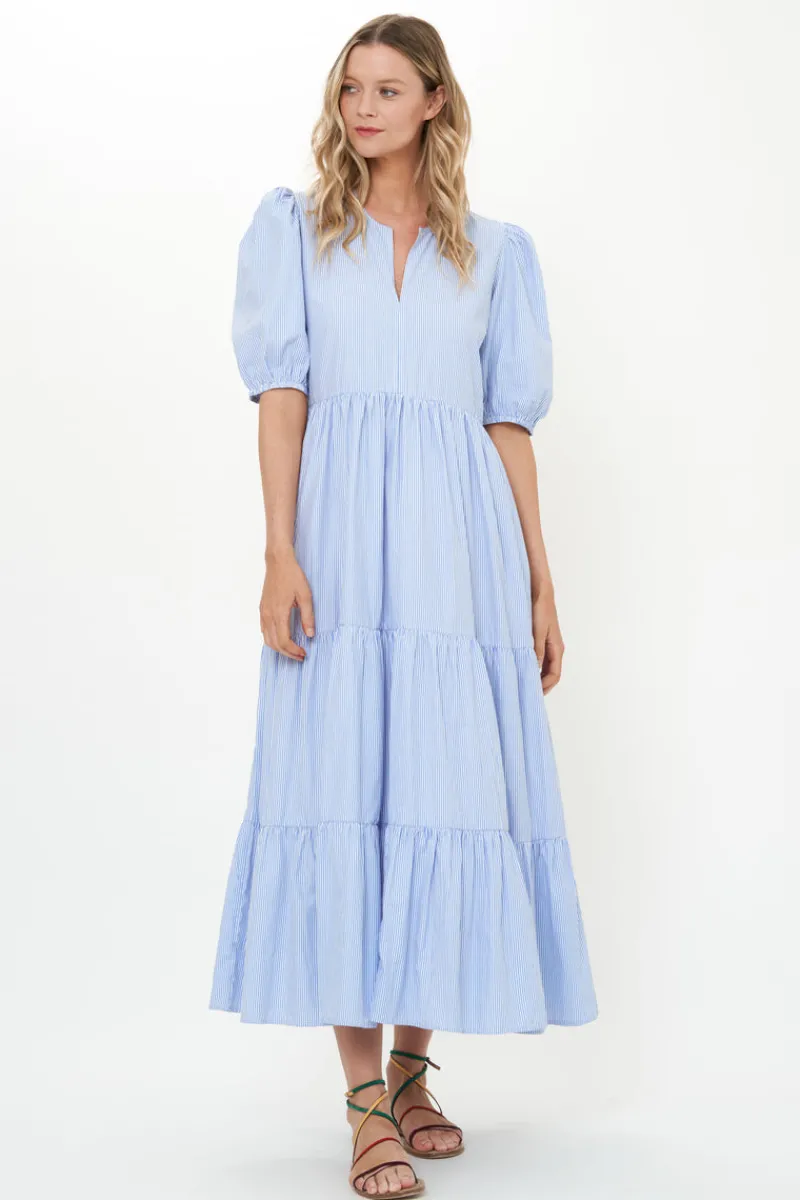 Oliphant Puff Sleeve Maxi- Chatham Blue