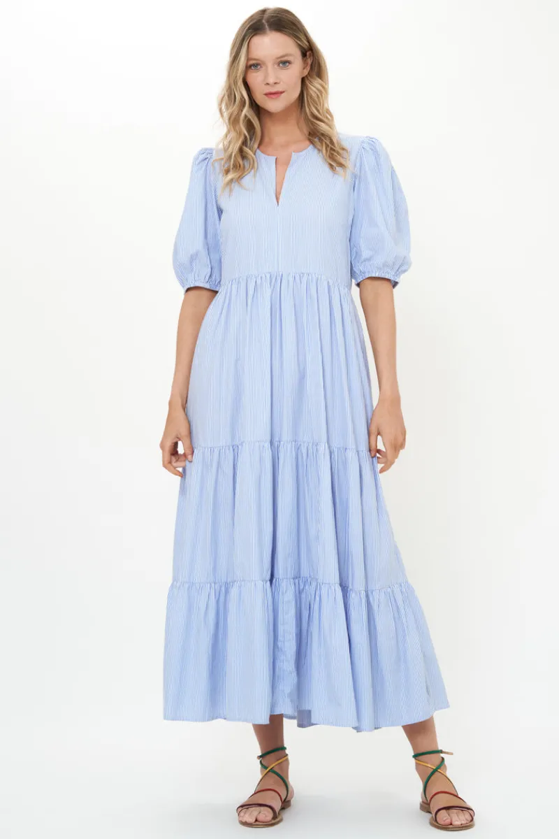 Oliphant Puff Sleeve Maxi- Chatham Blue