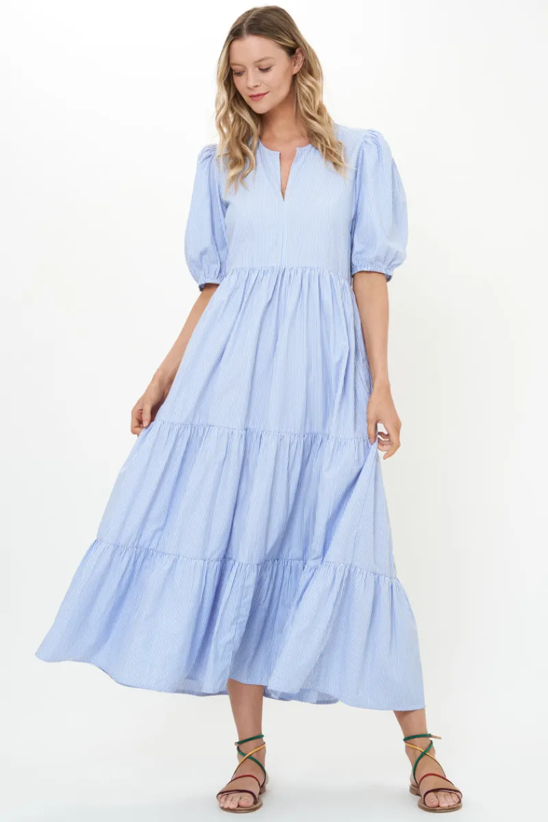 Oliphant Puff Sleeve Maxi- Chatham Blue