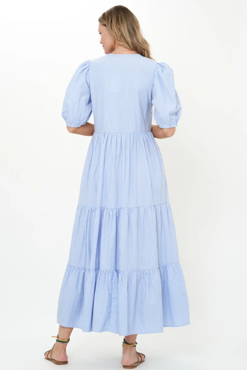 Oliphant Puff Sleeve Maxi- Chatham Blue